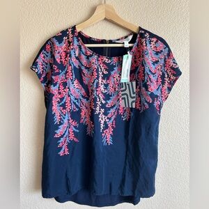 Market & Spruce Pink Flower Blouse